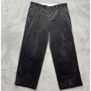 Orvis Brisbane Moss Wide‎ Whale Corduroy Pants Mens 36x28 Black Pleated Preppy